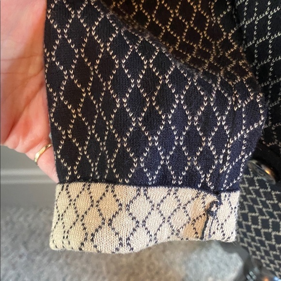 Lane Bryant Black & Beige Cardigan Sweater Diamond Pattern 100% Cotton Sz 14/16 - Picture 4 of 9